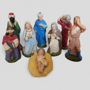 Nardi NF Italy Christmas Nativity Figures 8 Pieces Vintage Religious Up To 3.75"